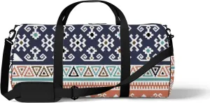 Vintage Boho Colorful Geometric Pattern Sports Bag Tote Bag Waterproof Gym Bag with Shoulder Strap Zipper 2 Side Pockets for Men and Women, Travel and Storage Shoulder Bag.