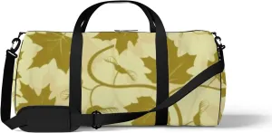 Vintage Cute Abstract Maple Leaf Acorn Background Sports Bag Tote Bag Waterproof Gym Bag with Shoulder Strap Zipper 2 Side Pockets for Men and Women, Travel and Storage Shoulder Bag.