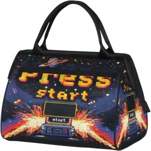 Vintage Game Screen Pattern Travel Duffle Bag, Waterproof Duffel Bag Weekender Overnight Carry On Bag Lightweight Sport Gym Bag for Men Women