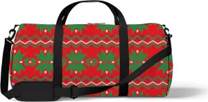 Vintage New Year Red Buffalo Plaid Sports Bag Tote Bag Waterproof Gym Bag with Shoulder Strap Zipper 2 Side Pockets for Men and Women, Travel and Storage Shoulder Bag.