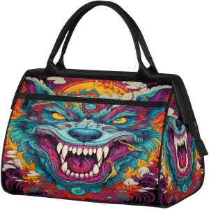 Vintage Psychedelic Beast Travel Duffle Bag, Waterproof Duffel Bag Weekender Overnight Carry On Bag Lightweight Sport Gym Bag for Men Women