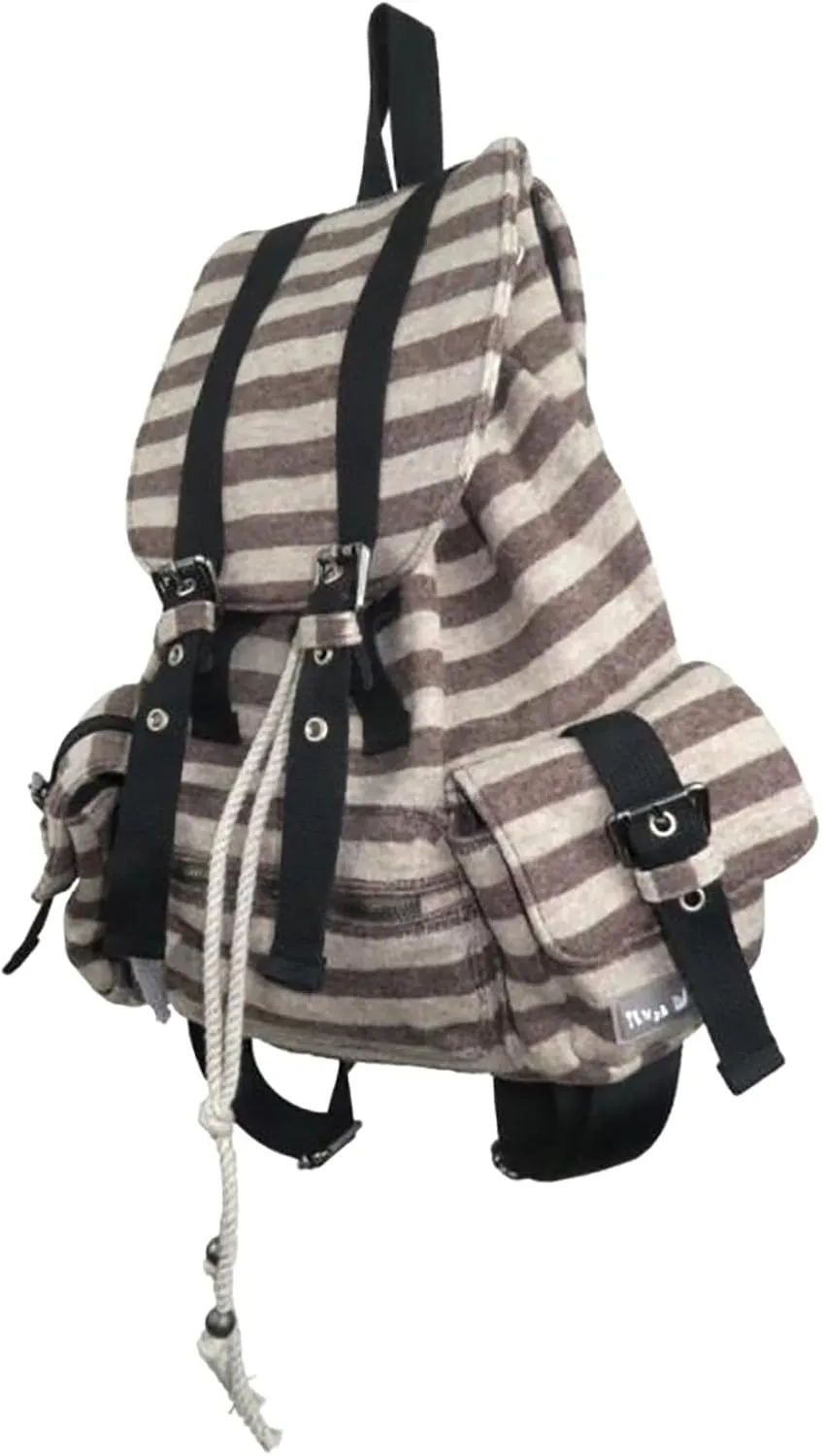Vintage Striped High-Capacity Backpack for Students, Men and Women; Commuter-Friendly, Stylish