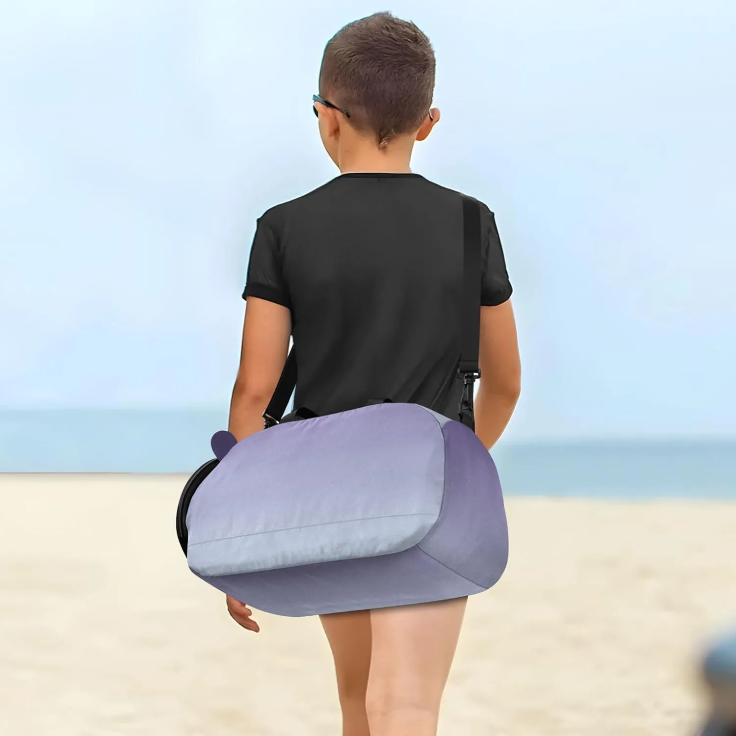 Violet Pale Blue Gradient Carry on Duffel Bag for Boys Overnight Bags Toddler Travel Duffle Bags Girls Tote Kids Gym Duffle