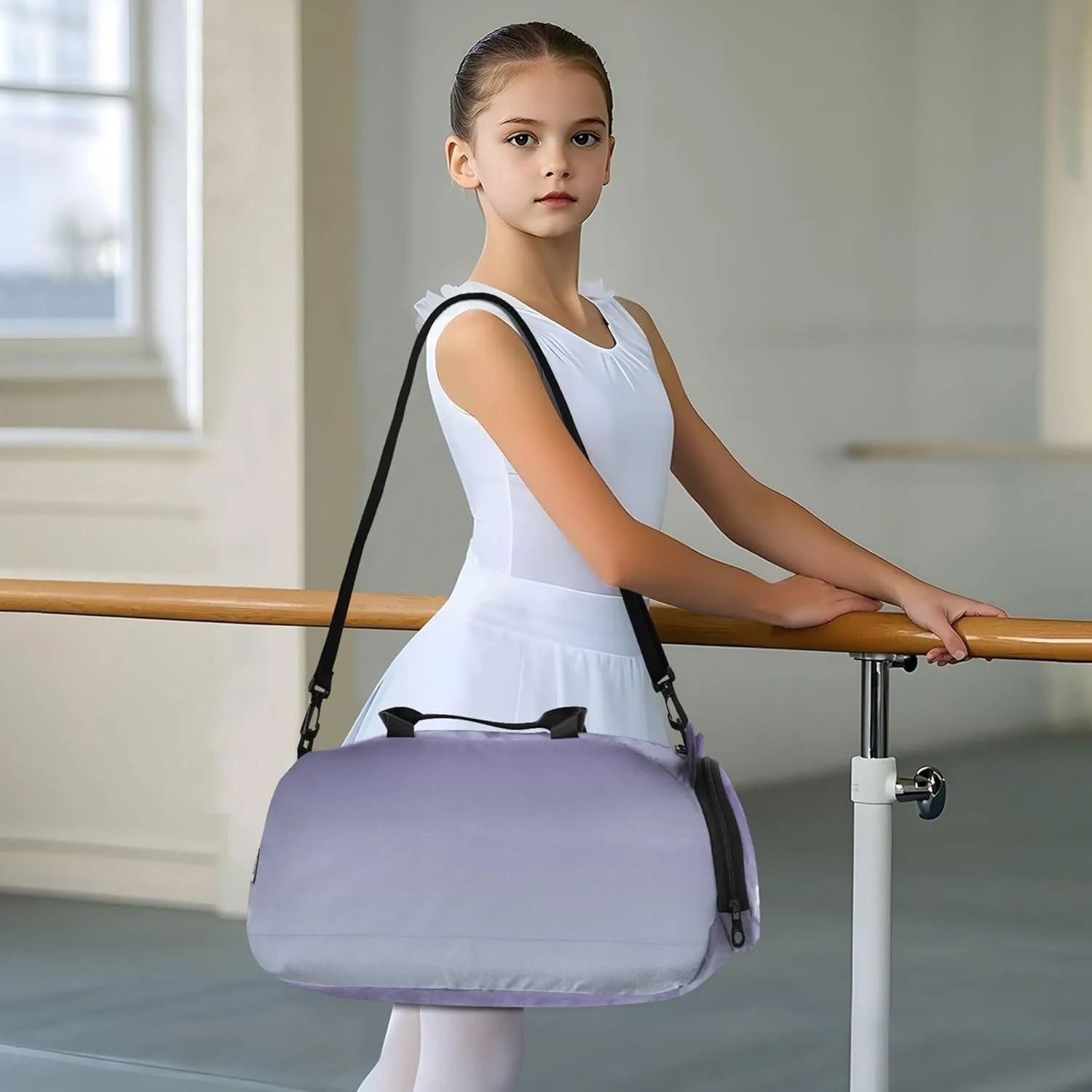 Violet Pale Blue Gradient Carry on Duffel Bag for Boys Overnight Bags Toddler Travel Duffle Bags Girls Tote Kids Gym Duffle