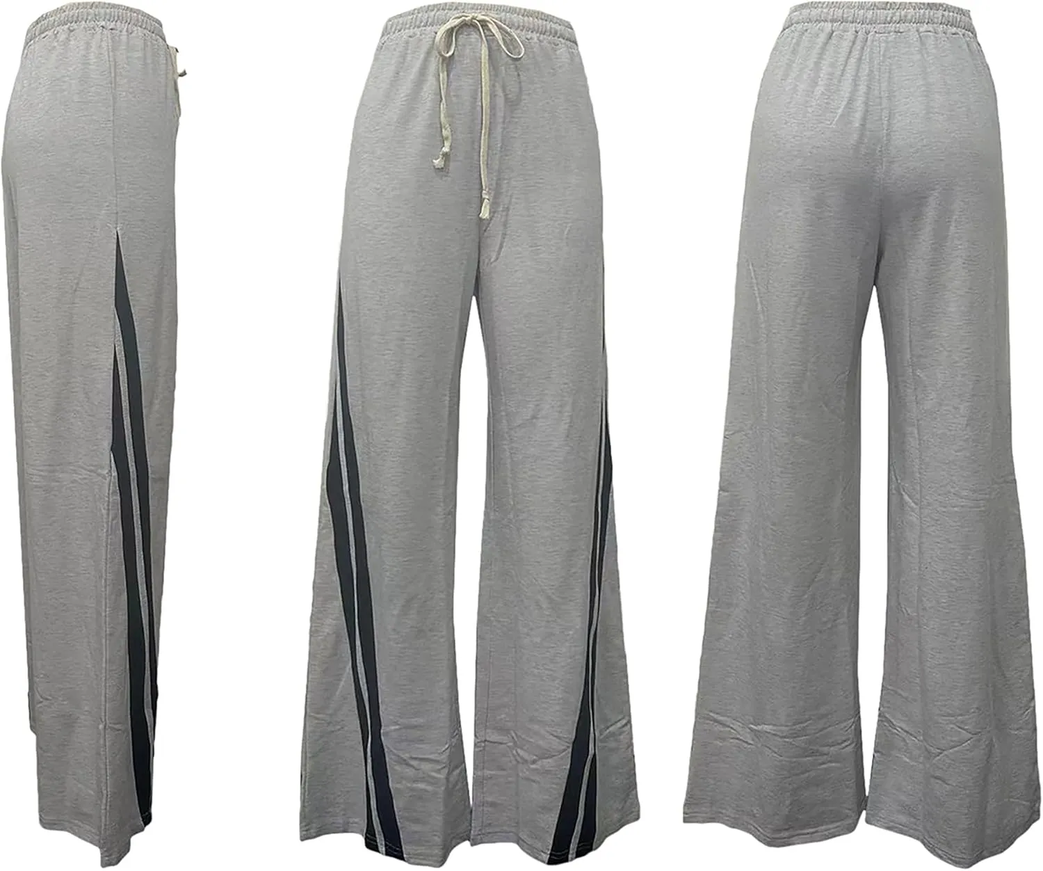 Voghtic Wide Leg Sweatpants Women Striped Drawstring Hight Waisted Loose Casual Pants Lounge Baggy Jogger Track Trousers