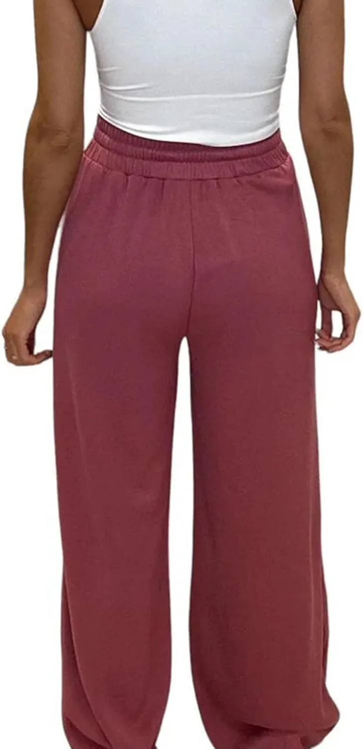 Voghtic Wide Leg Sweatpants Women Striped Drawstring Hight Waisted Loose Casual Pants Lounge Baggy Jogger Track Trousers