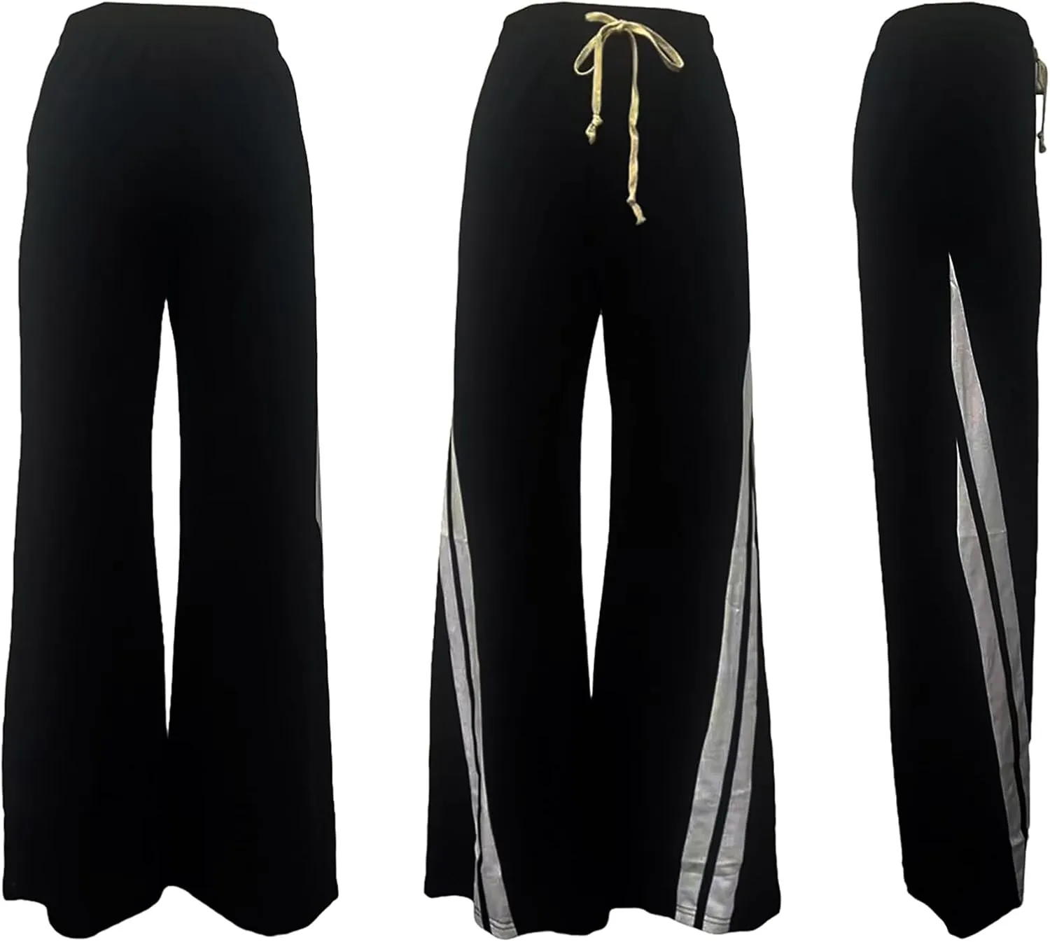 Voghtic Wide Leg Sweatpants Women Striped Drawstring Hight Waisted Loose Casual Pants Lounge Baggy Jogger Track Trousers