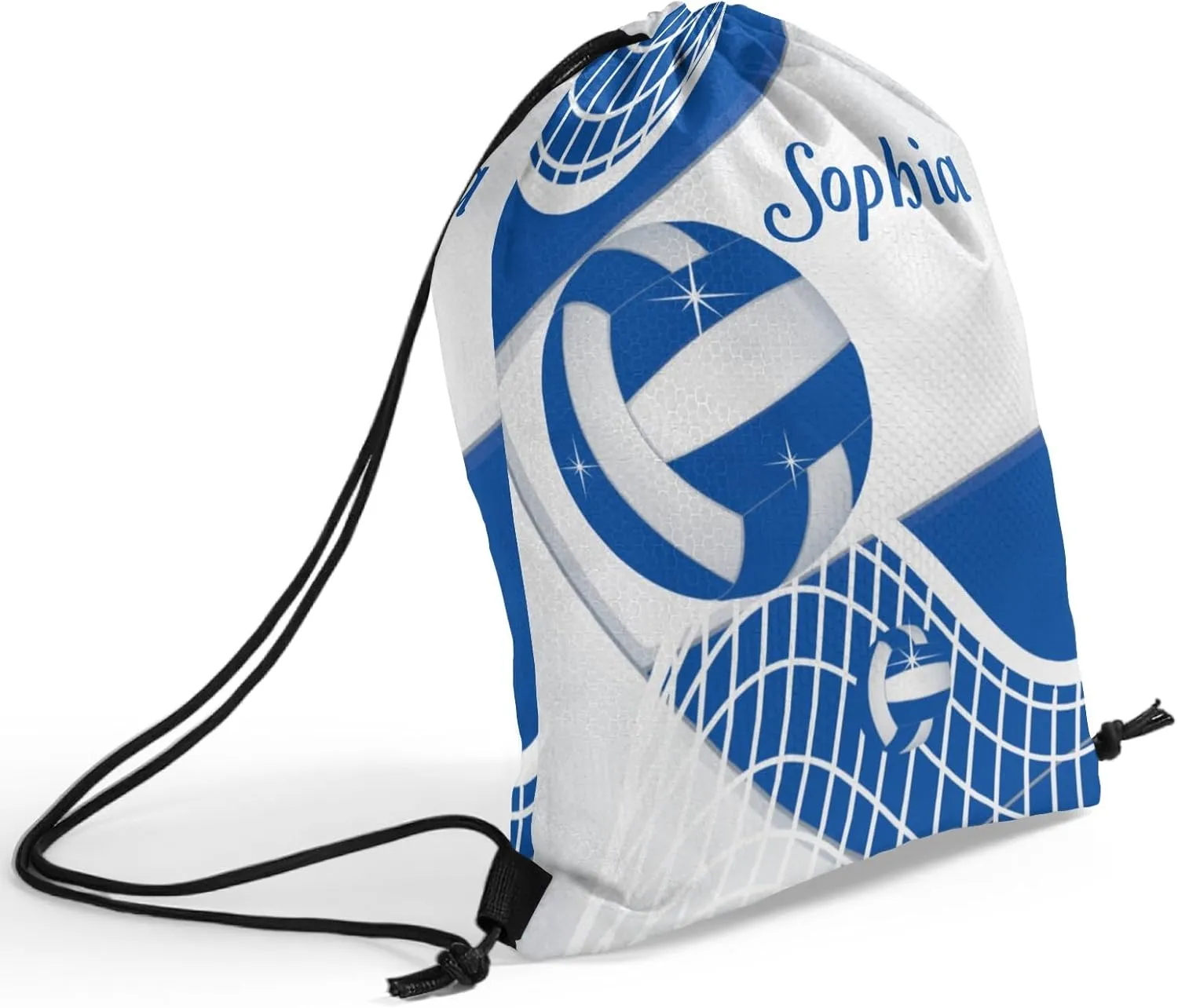 Volleyball Blue Personalized Drawstring Backpack Bags Draw String Sport Gym Bag Draw String Back Sack Waterproof Swimming Festival Gift