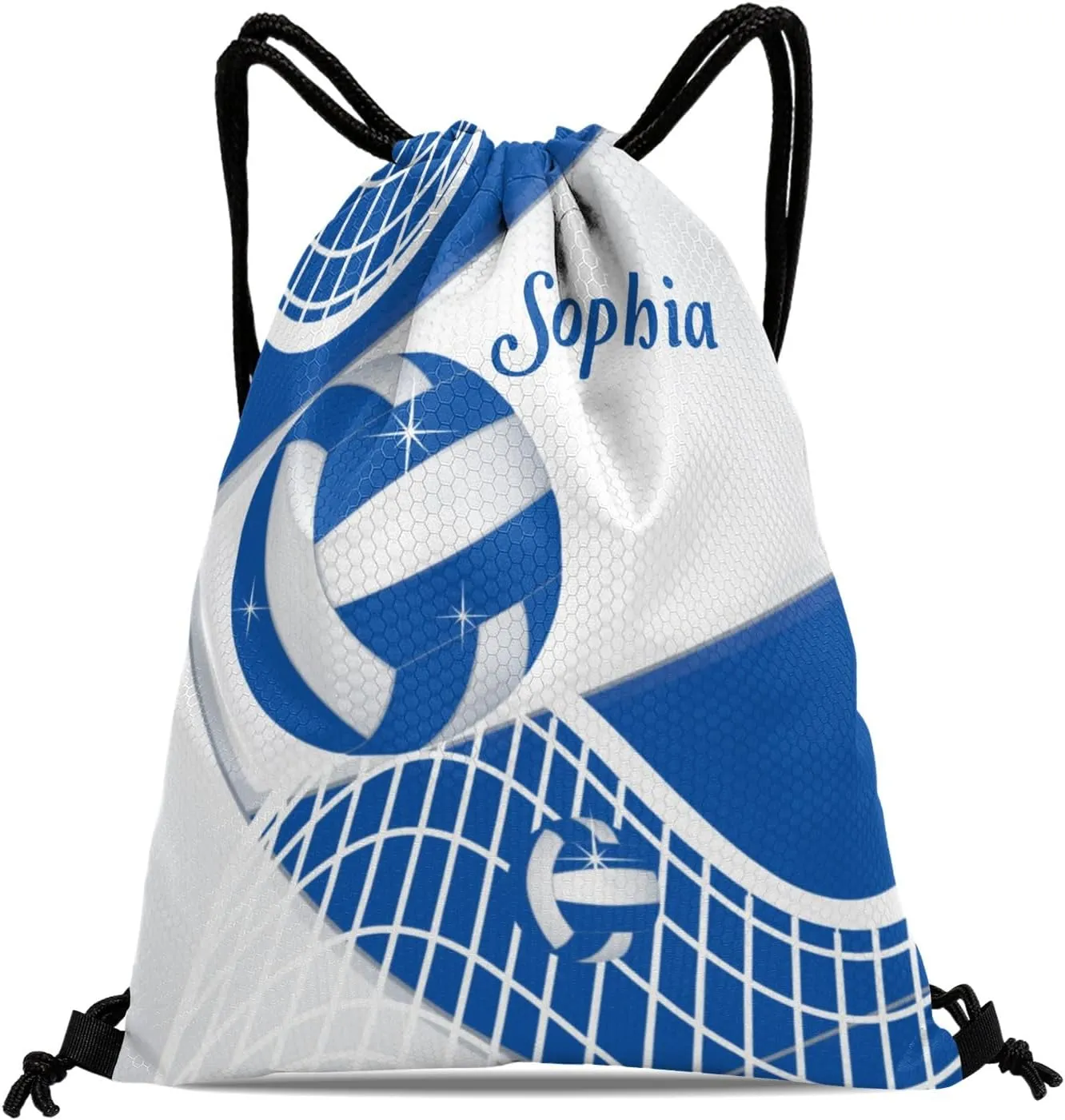 Volleyball Blue Personalized Drawstring Backpack Bags Draw String Sport Gym Bag Draw String Back Sack Waterproof Swimming Festival Gift