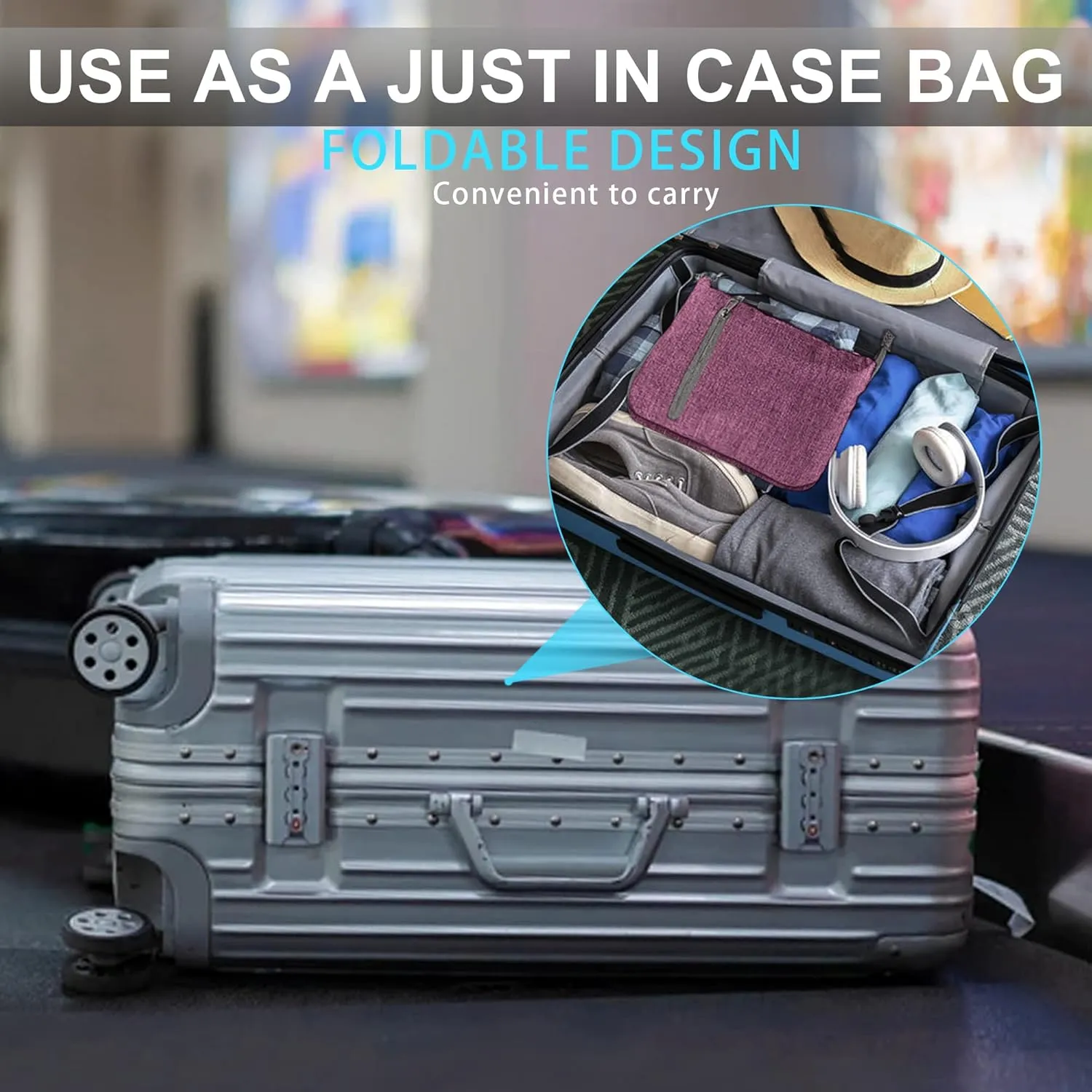 Vomgomfom Travel Duffle Bag for Men, 65L 85L 115L Foldable Travel Duffel Bag with Shoes Compartment Overnight Bag for Men Women