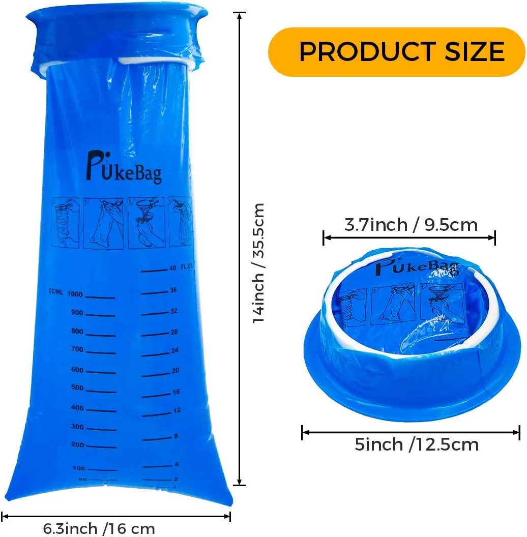 Vomit Bags Disposable, 60 Pack Emesis Bag for Car Kids & Adult, Throw UpBarf Bags Disposable for Travel Motion Sickness- Leak Resistant, Medical Grade