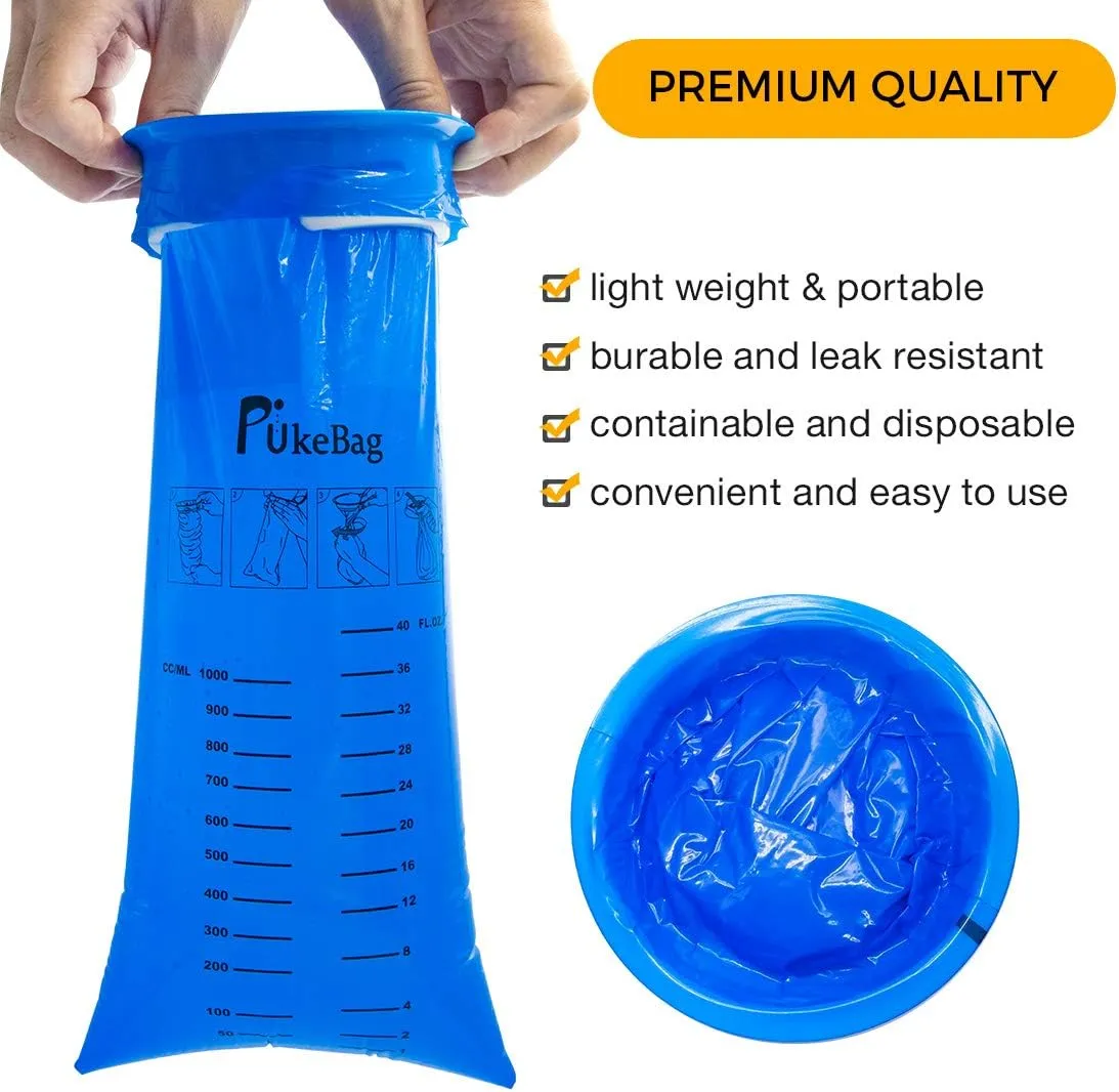 Vomit Bags Disposable, 60 Pack Emesis Bag for Car Kids & Adult, Throw UpBarf Bags Disposable for Travel Motion Sickness- Leak Resistant, Medical Grade