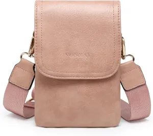 VONMAY Vegan Leather Small Crossbody Bags for Women, 3 Compartment Cell Phone Wallet Purses with Adjustable Guitar Strap