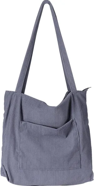 WantGor Women Corduroy Tote Bag, Large Shoulder Hobo Bags Casual Handbags Big Capacity Shopping Work Bag