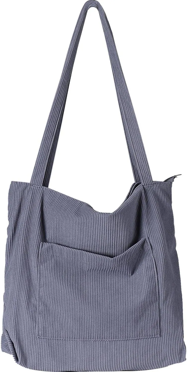 WantGor Women Corduroy Tote Bag, Large Shoulder Hobo Bags Casual Handbags Big Capacity Shopping Work Bag