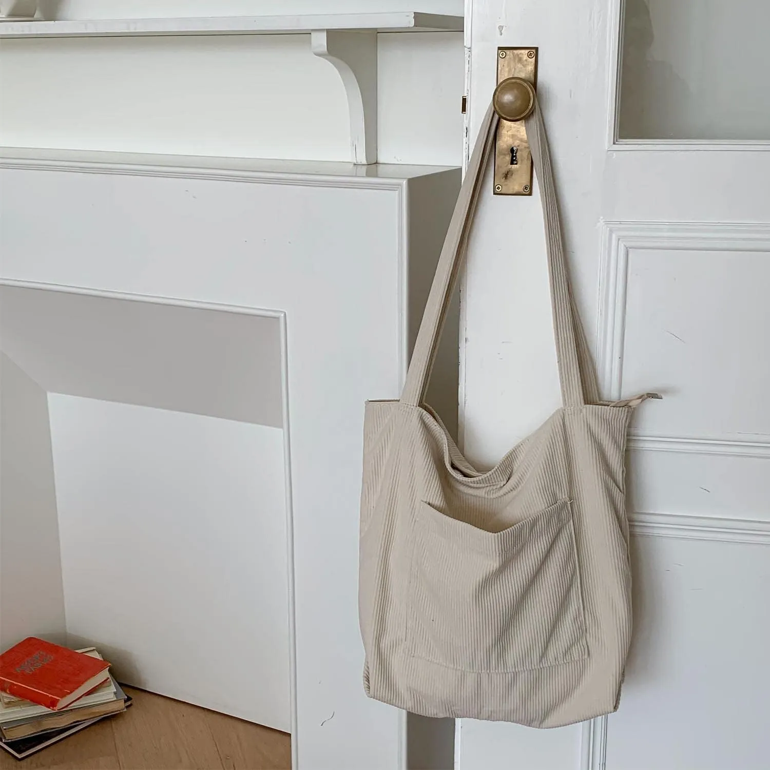 WantGor Women Corduroy Tote Bag, Large Shoulder Hobo Bags Casual Handbags Big Capacity Shopping Work Bag