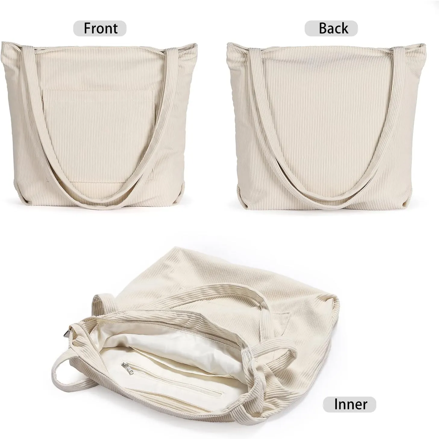 WantGor Women Corduroy Tote Bag, Large Shoulder Hobo Bags Casual Handbags Big Capacity Shopping Work Bag