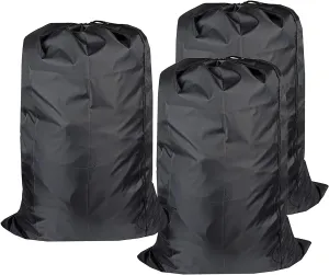 Washable Travel Laundry Bag with Drawstring (3 Pack), Large Dirty Clothes Bag Fit a Laundry Basket or Clothes Hamper, Enough to Hold 4 Loads of Laundry,26x39 inches Black 3