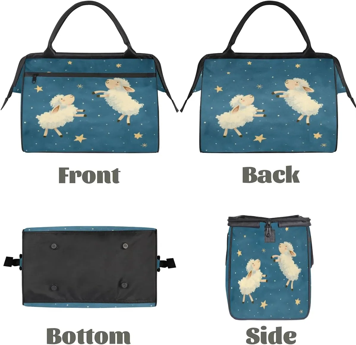 Watercolor Sheep Starry Sky Travel Duffle Bag, Waterproof Duffel Bag Weekender Overnight Carry On Bag Lightweight Sport Gym Bag for Men Women