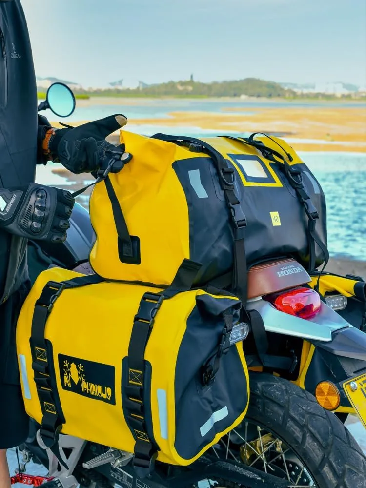waterproof duffel bag-Motorcycle Tail Bag Motorbike Side Bag 65L (65L), ORANGE, MSQ-2405-66L