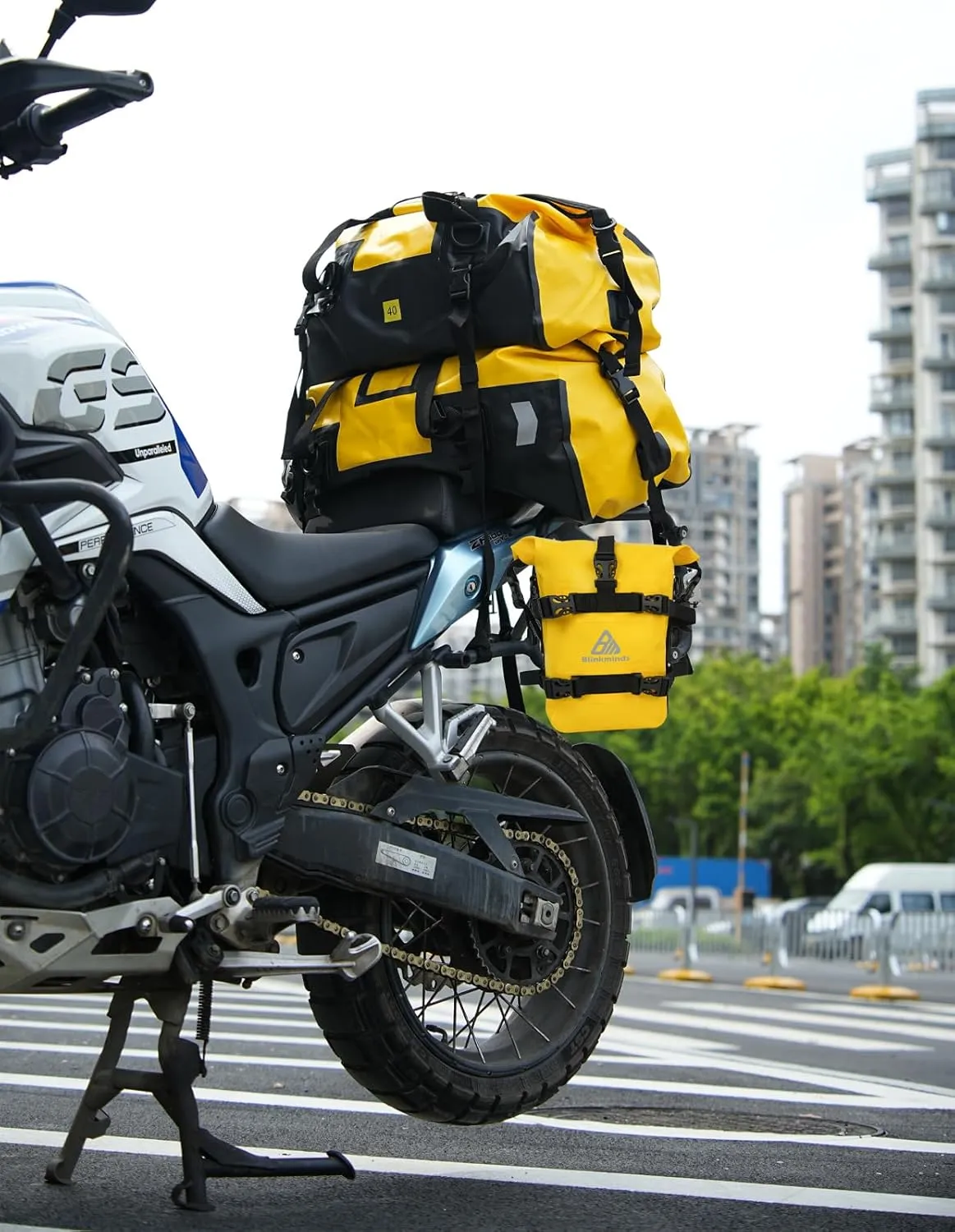 waterproof duffel bag-Motorcycle Tail Bag Motorbike Side Bag 65L (65L), ORANGE, MSQ-2405-66L