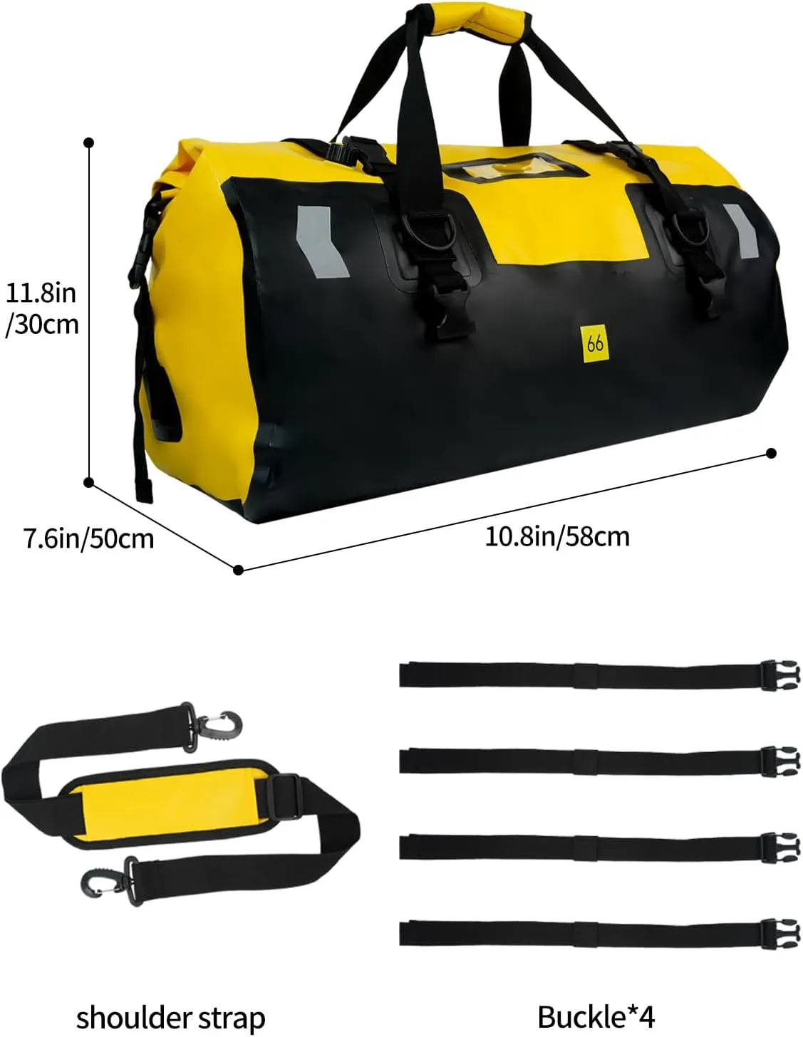 waterproof duffel bag-Motorcycle Tail Bag Motorbike Side Bag 65L (65L), ORANGE, MSQ-2405-66L