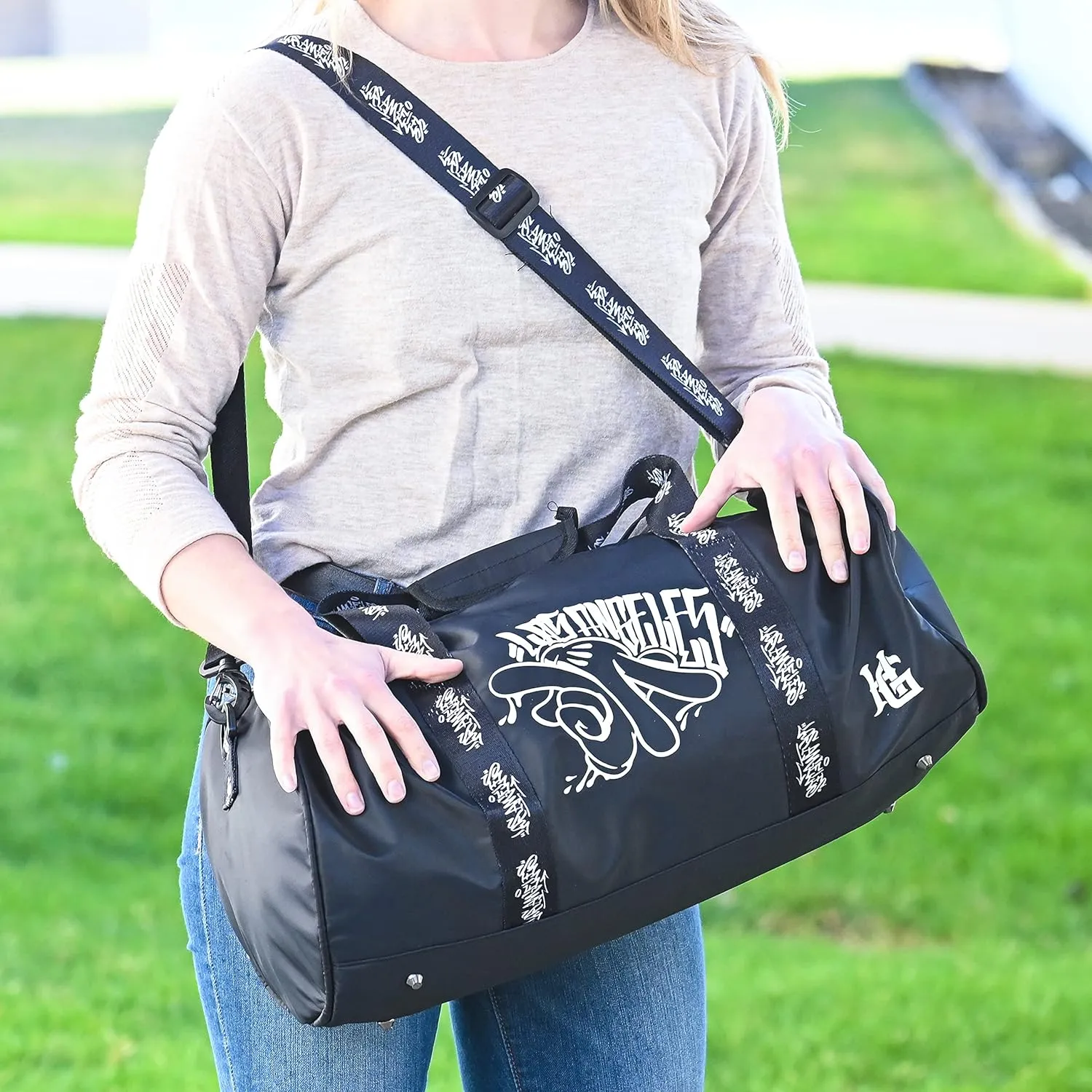 Waterproof Duffle Bag - Wide Opening, Ergonomic Handles | Suitable for Gym, Boating, Camping | Travel Duffle Bag for Men & Women (Los Angeles)
