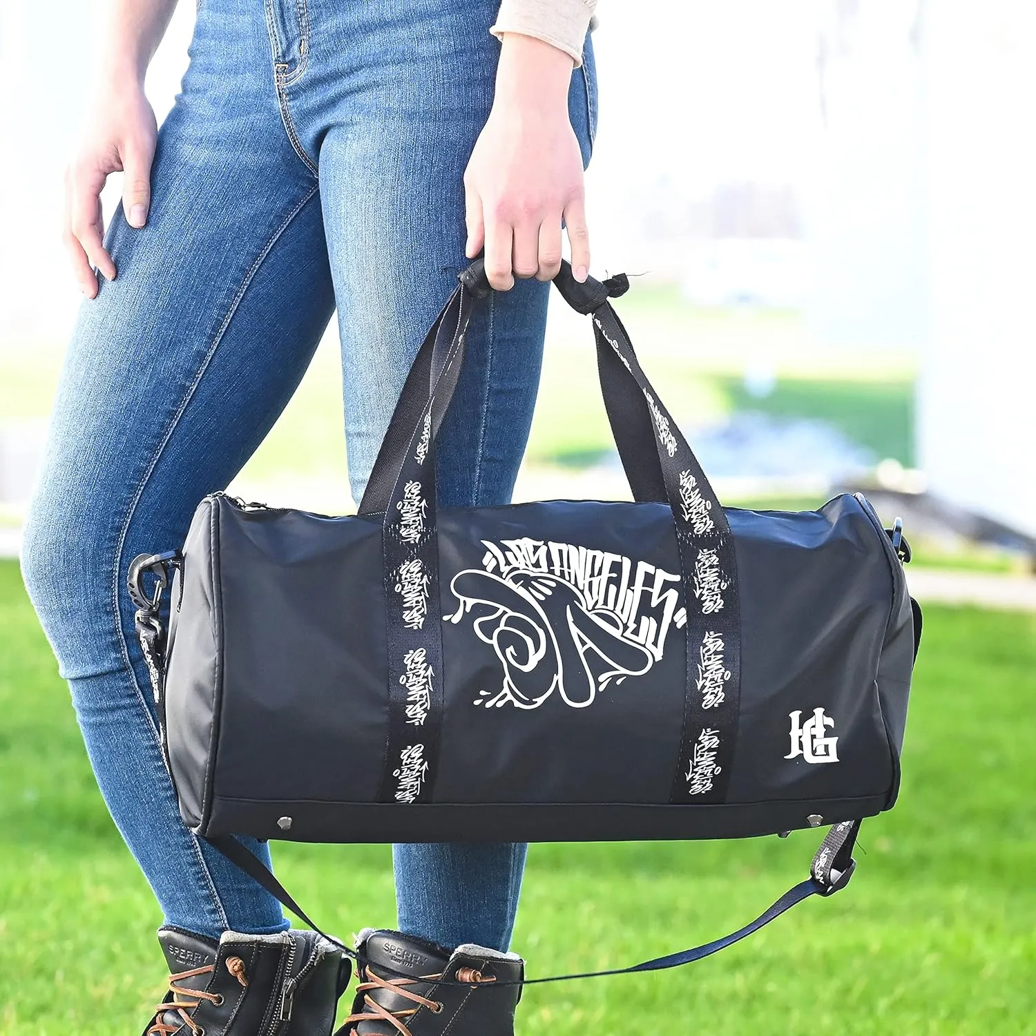 Waterproof Duffle Bag - Wide Opening, Ergonomic Handles | Suitable for Gym, Boating, Camping | Travel Duffle Bag for Men & Women (Los Angeles)