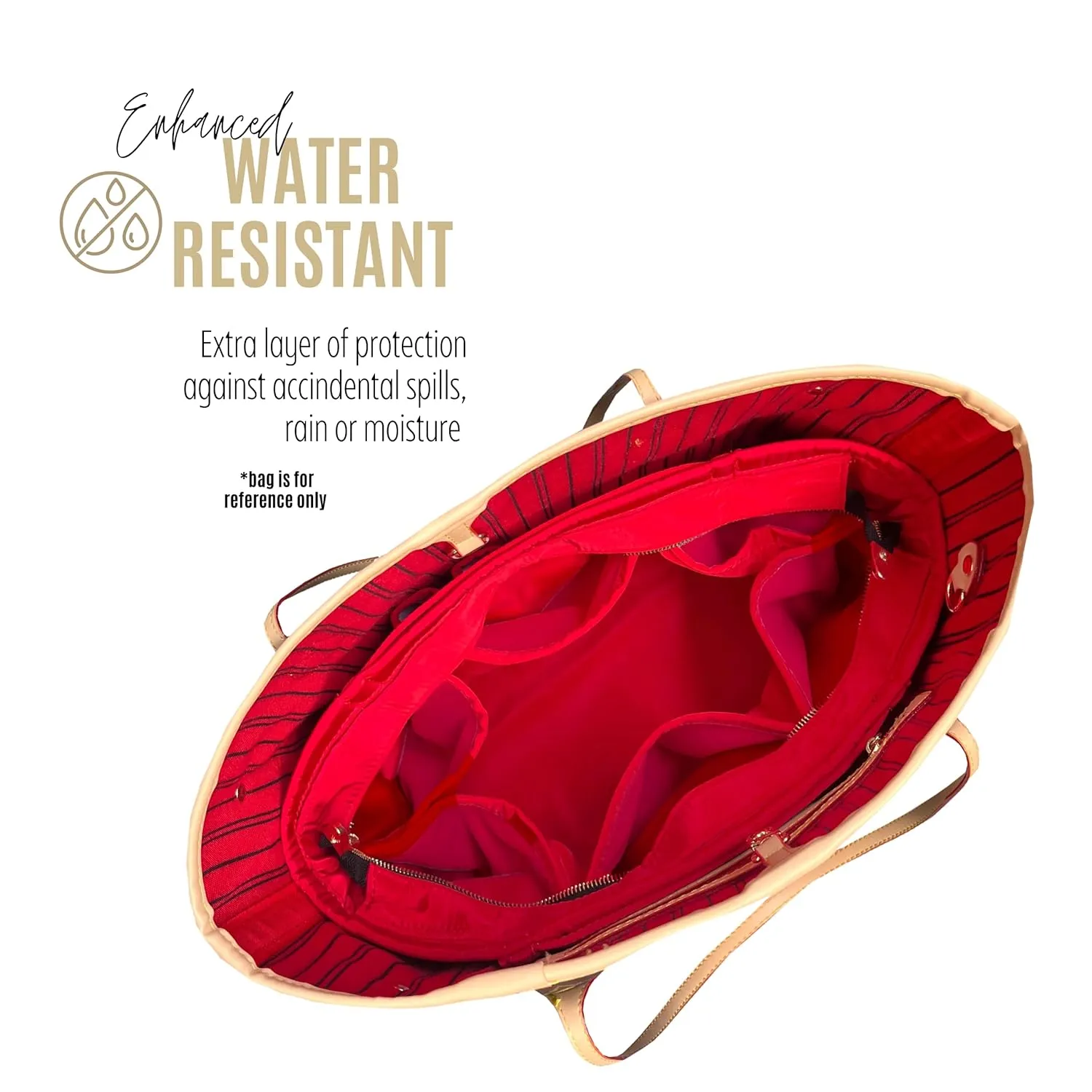 Waterproof Nylon Purse Organizer for Neverfull MM with zipper, Lv Neverfull Bag Organizer MM Nylon, Neverfull GM Insert Handmade Snug Sturdy Gold Zipper (For Neverfull MM, Hot Magenta)