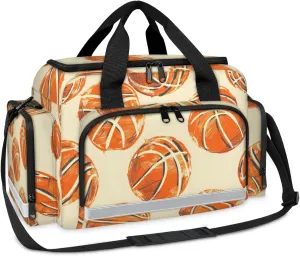 Waterproof Tactical Duffle Bag 25" Carry On Bag for EMT Tear-Resistant Gym Bag with Multi-Pocket & OSHA Reflective Travel Bags for Men Women Basketballs Printed
