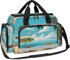 Waterproof Tactical Duffle Bag 25" Carry On Bag for EMT Tear-Resistant Gym Bag with Multi-Pocket & OSHA Reflective Travel Bags for Men Women Beach Ocean Themed