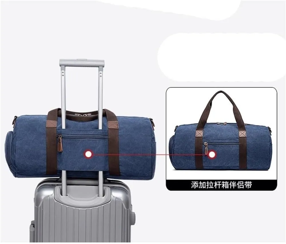 Waterproof Vintage Large Overnight Bag For Men Carry on Canvas Travel Duffel Bags With Suitcase Handle