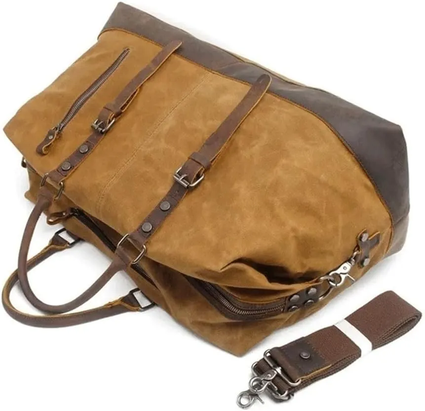 Waterproof Waxed Canvas Travel Duffel Bags Large Computer Laptop Bag Tote for Men Office Work