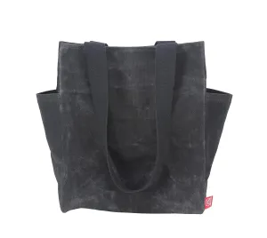 Waxed Canvas Reusable Grocery Bag Heavy Duty Vegan Farmers Market Large Tote Bag Shopping Classic Plain Vintage Style Black