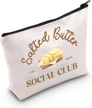 WCGXKO Salted Butter Social Club Makeup Bag Funny Baking Gift Foodie Gift for Butter Lover (Salted Bag)