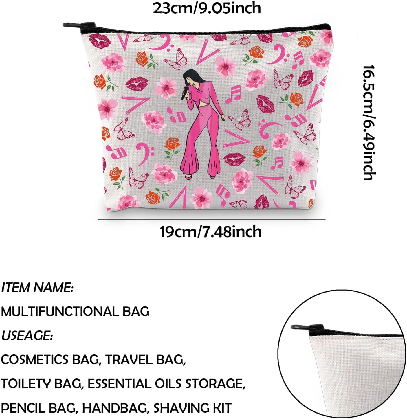 WCGXKO Song Makeup Bag - Singer Fan Inspired Cosmetic Bag - Music Gift (Bidii)