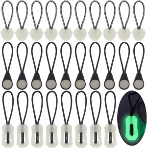 WEBEEDY 30pcs Luminous Zipper Pull Replacement 3 Styles Green Glow in The Dark Zipper Puller Tab Head Detachable Zipper Repair for Camping Tent Luggage Suitcase Backpacks Coat Outdoor Boots Purse
