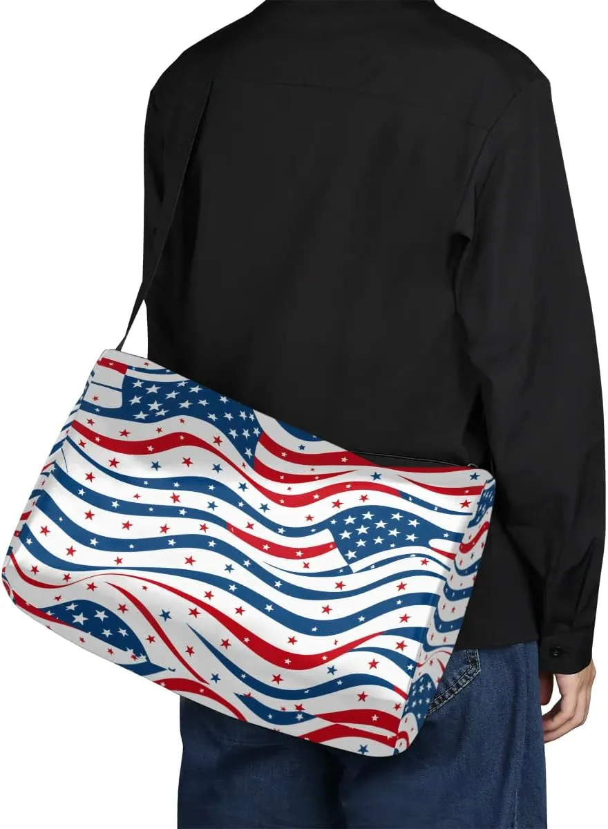 Weekend Bag America Flag Print Lightweight Carry On Duffel Bag Waterproof Gym Bag Pu Leather Duffle Bag for Workout Travel Sport