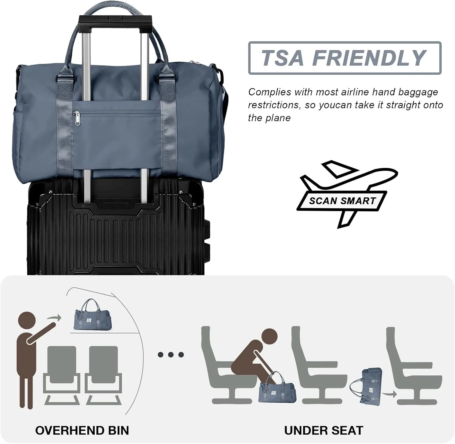 Weekender Gym Duffel Bags for Women Olive Green with Toiletry Bag