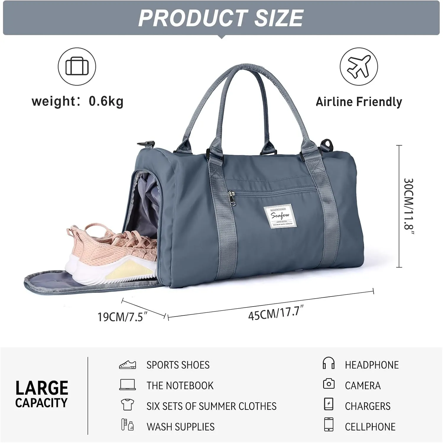 Weekender Gym Duffel Bags for Women Olive Green with Toiletry Bag