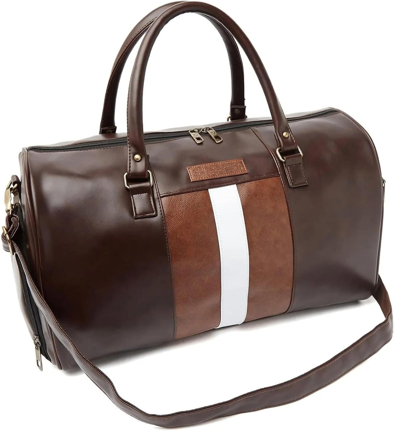 Weekender Travel Duffle Bag with Separate Shoe/Laundry Compartment for Men & Women Made of Vegan Leather