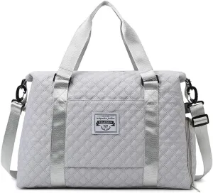 Weekender Travel Duffle Bags Sports Large Tote Bag Yoga Gym Bags Duffel Overnight Bag for Women Grey