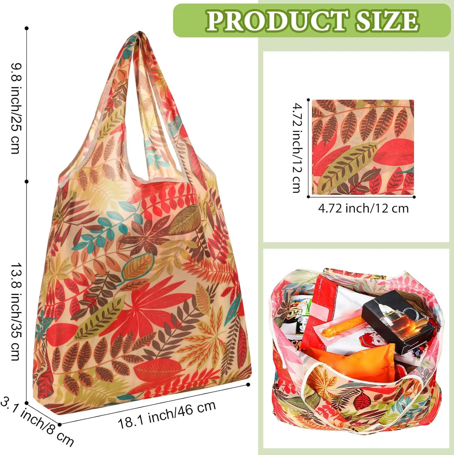 Weewooday 18 Pieces Foldable Reusable Shopping Bags Machine Washable Grocery Bags Waterproof