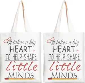 Weewooday 2 Pcs Teacher Appreciation Gifts Canvas Tote Bags Graduation Gifts for Women Teacher Travel Grocery Tote Bags