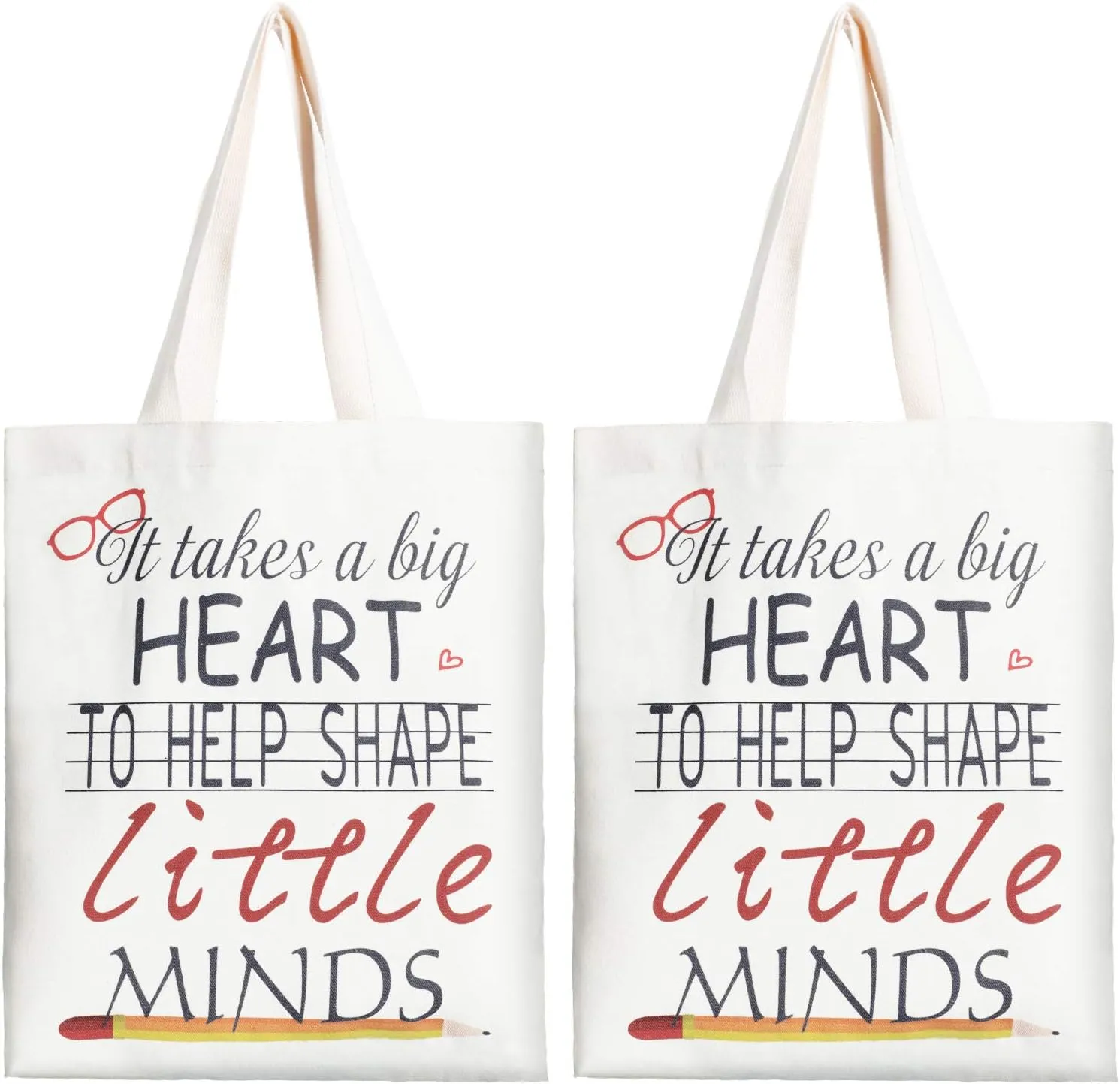 Weewooday 2 Pcs Teacher Appreciation Gifts Canvas Tote Bags Graduation Gifts for Women Teacher Travel Grocery Tote Bags