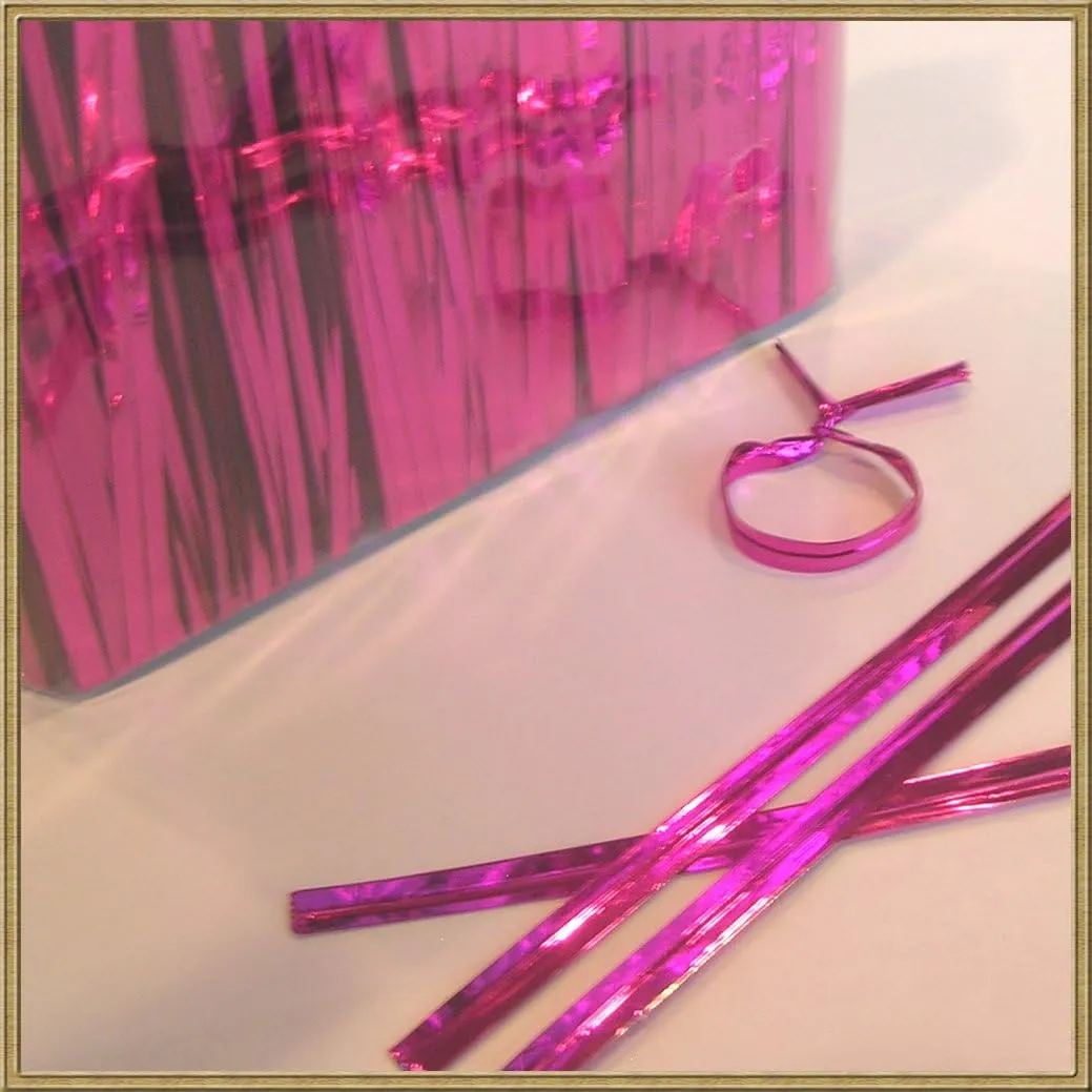 Weststone 1000pcs 4" HOT Pink Metallic Twist Ties foil Twist Ties for Cello Bags Treat Bags in Birthday Party Wedding Party