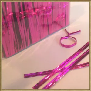 Weststone 1000pcs 4" HOT Pink Metallic Twist Ties foil Twist Ties for Cello Bags Treat Bags in Birthday Party Wedding Party