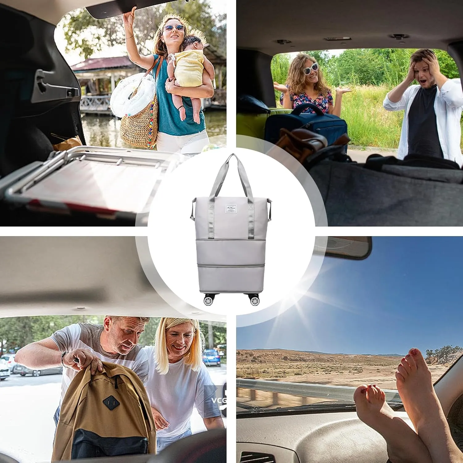 Wheeled Travel Bag - Rolling Luggage Duffel, Travels Duffels with Wheels | Detachable Luggage Bags Rolling Duffle Bag, Convertible Waterproof Wheeled Travel Duffel Luggage Rollers Telescoping Handle
