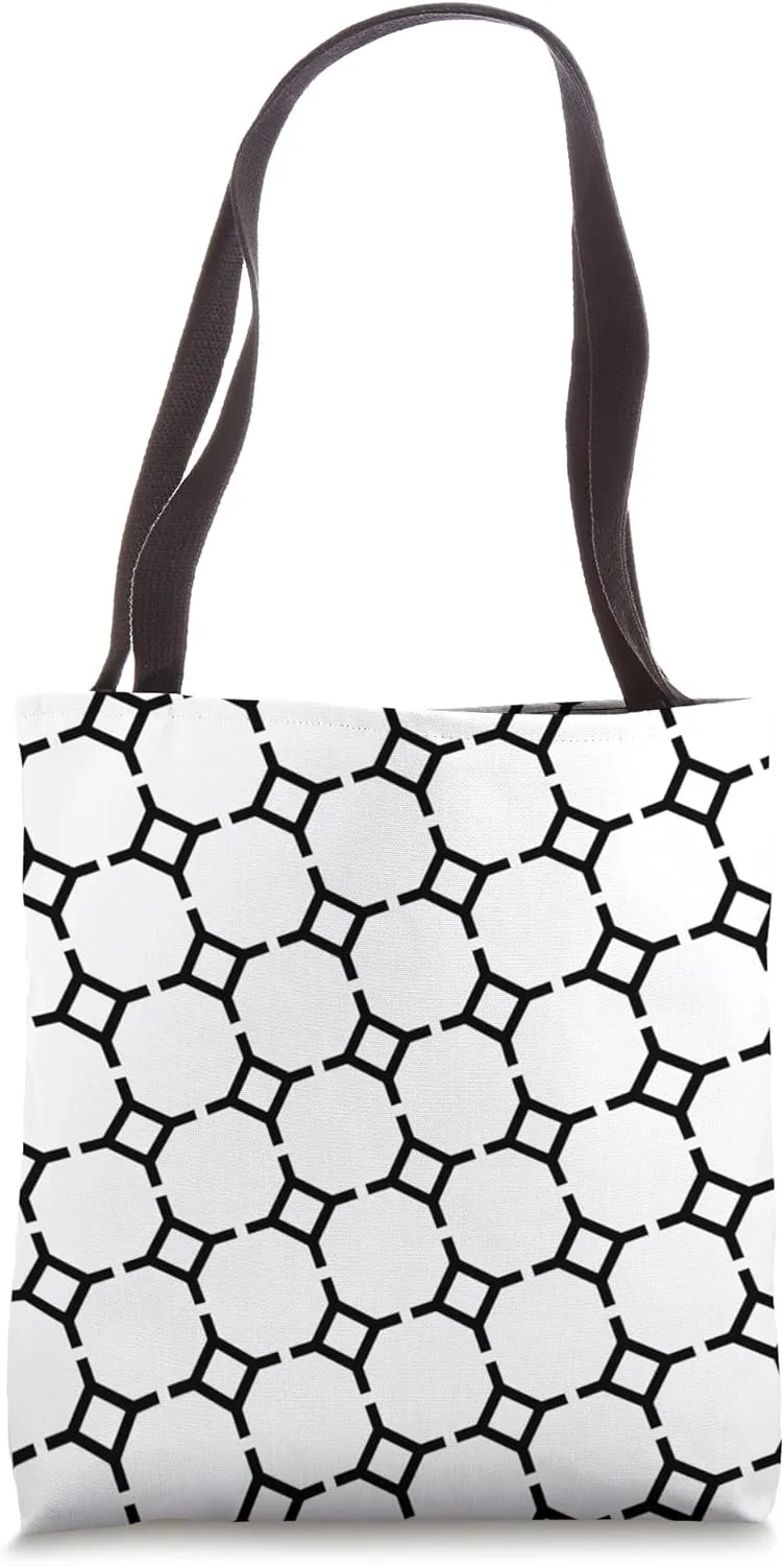 White Black Art Deco Decorative Sphere Hexagon Pattern Tote Bag