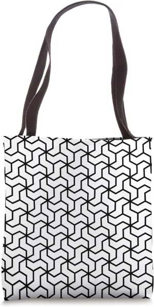 White Black Zig Zags Angle Rectangle Minimalist Pattern Tote Bag